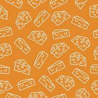 Cheese motif seamless pattern. Line art style cheese wallpaper vector