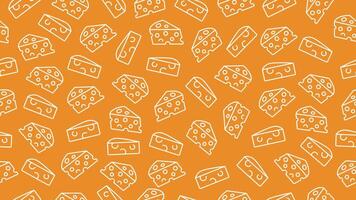 Pattern of cheese on an orange background. Seamless pattern of cheese vector
