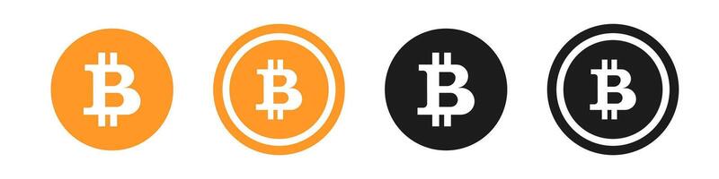 Bitcoin currency symbol. Bitcoin icon sign. Bitcoin logo sillhouette. Cryptocurrency, payment, blockchain, money, trade vector