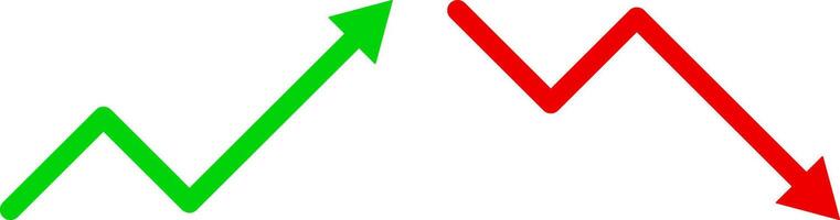 Growing graph icon set. increase decrease arrow. up down market investment. business finance buttons. Profit chart graphic set vector