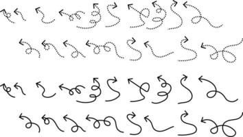 Curved arrow. curve dashed arrows design. Hand drawn arrow collection. exchange icons vector
