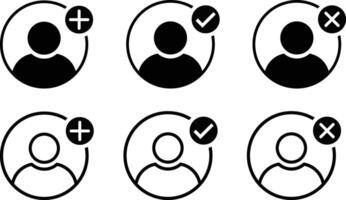New user profile icon. add, remove, approved icon collection. Avatar icons. Profile picture. Person symbol vector