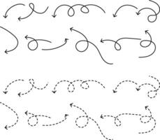 dashed hand drawn squiggle. curve dashed arrows design. Hand drawn arrow collection. Curved arrows. exchange icons vector