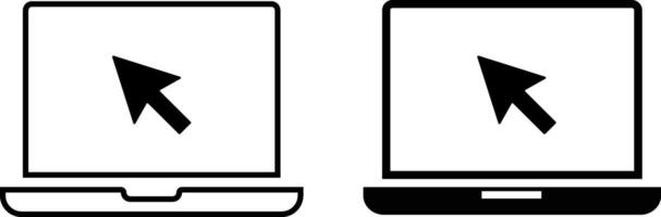 laptop with pointer icons. Responsive web design with play icon symbol. Digital device sign vector