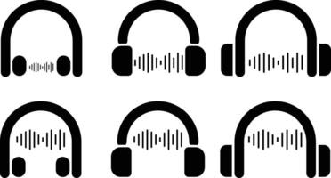 Headphone with music icons. Support service icons. representing communication. customer service vector