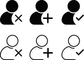 user profile icons. Profile picture. Person symbol. add, approved icon collection. Avatar icons vector