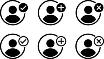 user profile icon. add, approved icon collection. user symbol. Avatar photo symbol. person signs vector