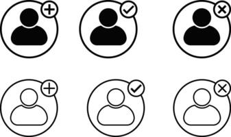 New user profile icon. add, remove, approved icon collection. Avatar icons. Profile picture signs. Person symbol vector