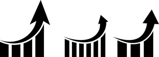 Growing graph icon set. increase decrease arrow. up down market investment. business finance button. Profit chart graphic vector