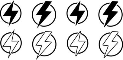 flash lightning bolt icon set. Electric power symbol. Power energy sign. fast speed logotype vector