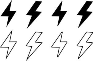 flash lightning bolt icon set. Electric power symbol. Power energy signs. fast speed logotype vector