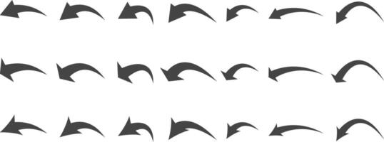 Curved arrows set. exchange icons. curve dashed arrows design. Hand drawn arrow collection vector