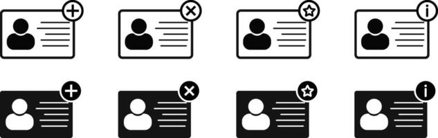 Identification card icon set. License icon set. Driver's license icon. ID Badge Symbol vector