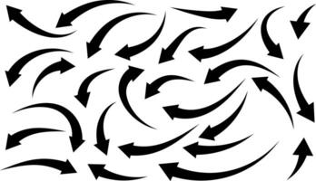 Curved arrows set. curve dashed arrows design. Hand drawn arrow collection vector