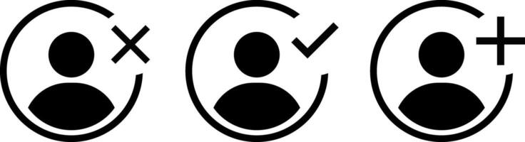 user profile icon. Profile picture sign. Person symbol. add, approved icon collection. Avatar icons vector