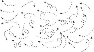 Curved arrows. curve dashed arrow design. Hand drawn arrow collection. exchange icons vector