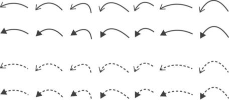 Elegant arrow icon set. Hand drawn arrow collection. Curved arrows. exchange icons. presentation and education vector