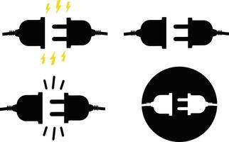 electricity plug icons. thunderbolt lightning icons. Connection and disconnection concept with wire. Electric plug sign. Phone charge technology concept vector