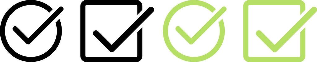 checkmark icon set. Verified badge icon. tick symbol. Approved sign. Certificate badge. Quality certify symbol vector