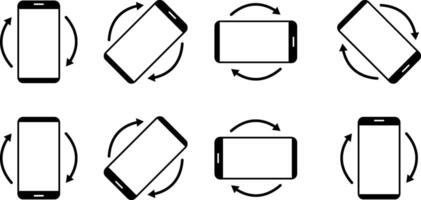Rotate Mobile phone icon set. Rotate smartphone icon. Device rotation symbol. Rotate Mobile phone. Turn your device sign vector