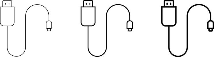 USB cable type icon. charging port sign. Electronic device input cord. internet charging wires vector