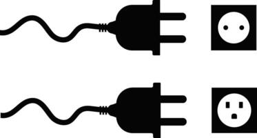 electricity plug icon set. thunderbolt lightning icons. Connection and disconnection concept with wire. Electric plug sign. Phone charge technology concept vector