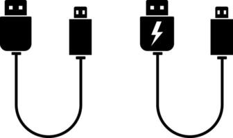 USB cable type icon. charging port sign. Electronic device input cords. internet charging wires vector