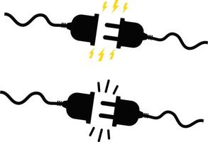 electricity plug icons set. thunderbolt lightning icons. Connection and disconnection concept with wire. Electric plug sign. Phone charge technology concept vector