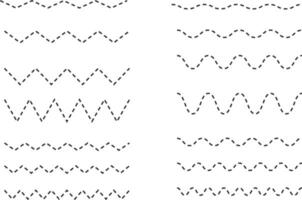 Wave line set. seamless borders zigzag. Graphic design elements. Horizontal handwritten. vector