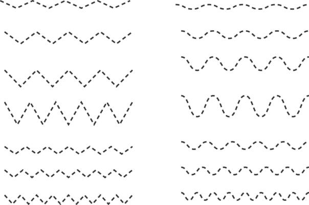 Wave line set. seamless borders zigzag. Graphic design elements. Horizontal handwritten.