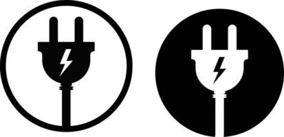 electricity plug icon set. thunderbolt lightning icons. Connection and disconnection concept with wire. Electric plug signs vector