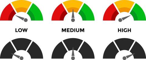 speedometer icons set. Tachometer icon. Performance indicator sign. Car speed. Fast internet speed sign. Rating meter signs performance concept vector