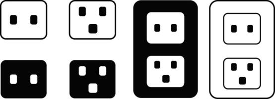 power plugs and sockets icon set. Electric plug. Electrical symbol element. Extension cords with electro decent vector