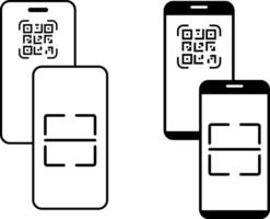 QR code scan on mobile phone. payment element. simple digital scanning. barcode sign vector