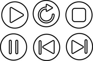 Play, replay, stop, pause, previous, next icon set. collection of multimedia symbols. media player buttons sign vector