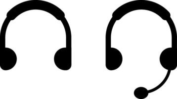 headphone icon set. microphone symbols. customer services and adjustable headband vector
