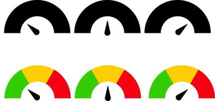 speedometer icons set. Performance indicator sign. Car speed. Fast internet speed sign. Rating meter signs performance concept vector