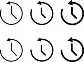 History icon set. Recent event history symbol. Clock go back in time. Circle past time backward arrow vector