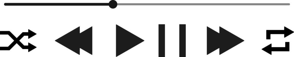 Music player interface element icon set. Play button icon symbol. Media player control sign vector