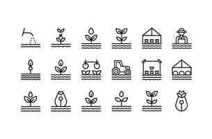 Simple Line Icons Depicting Agricultural Processes and Tools vector