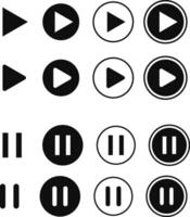 Play buttons icon set. Social media elements. Digital player monochrome progress bar for music. Audio media player widget buttons vector
