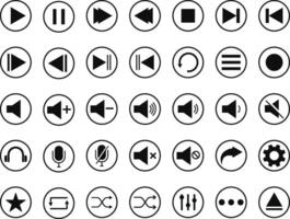 media player button icon set. Play buttons sign. Social media elements. Digital player monochrome progress bar for music. vector