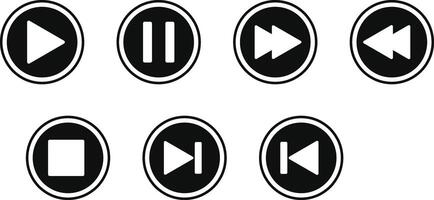 media player button icon set. Play buttons sign. Social media elements. Digital player monochrome progress bar for music vector