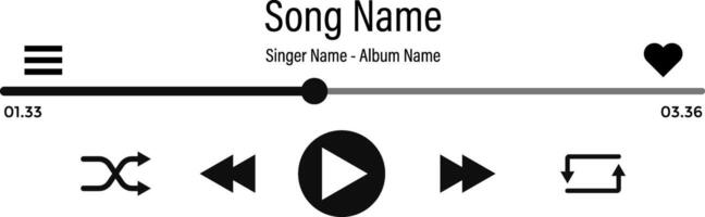 Music play interface icons. playback progress. Multimedia player template. Online broadcasting. social media interface vector