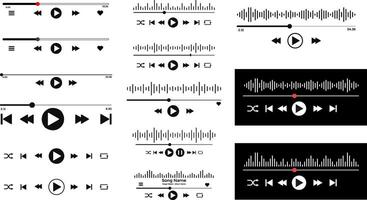 Music play interface icons. Online broadcasting. social media interface. playback progress. Multimedia play template vector