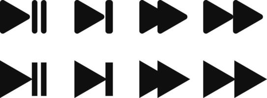 Forward icons. Skip player icons. Next round button. multimedia symbols. media player buttons vector