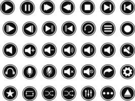 Play buttons icon set. Social media elements. Digital player monochrome progress bar for music. Audio media player widget with button vector