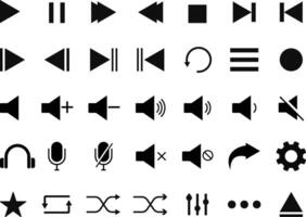 Play buttons icon set. Social media elements. Digital player monochrome progress bar for music. Audio media player widget with buttons vector