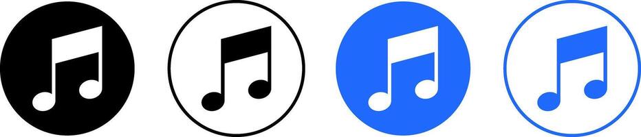 Music notes icon set. Musical key symbols. Audio Streaming Services. Player and melody, songs playlist. Treble clef and notes vector