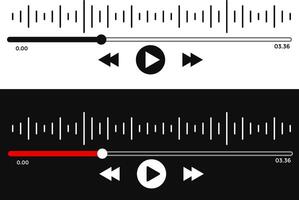 Music play interface icons. Online broadcasting. social media interface. playback progress. Multimedia player template vector